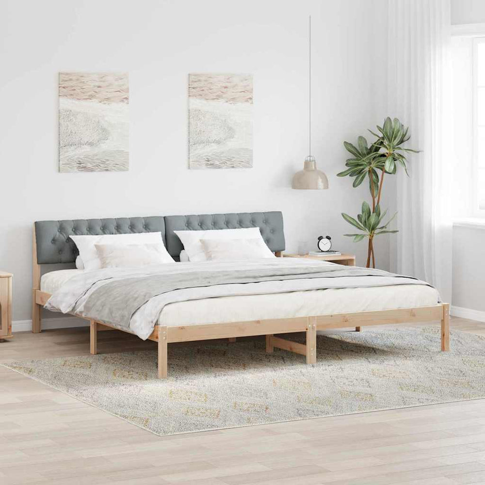 vidaXL Bed Frame Brown and Light Gray 200 x 200 cm Solid Pine Wood