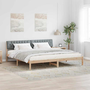 Bettgestell 200x200 cm Kiefer Massivholz Braun/Hellgrau