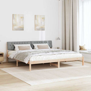 Bettgestell 200x200 cm Kiefer Massivholz Braun/Hellgrau