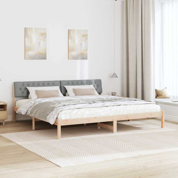 Bettgestell 200x200 cm Kiefer Massivholz Braun/Hellgrau