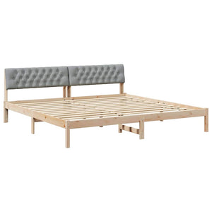 Bettgestell 200x200 cm Kiefer Massivholz Braun/Hellgrau