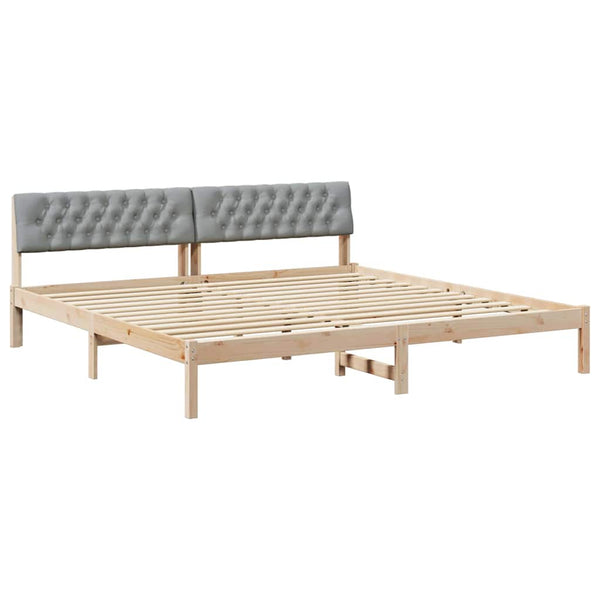 Bettgestell 200x200 cm Kiefer Massivholz Braun/Hellgrau
