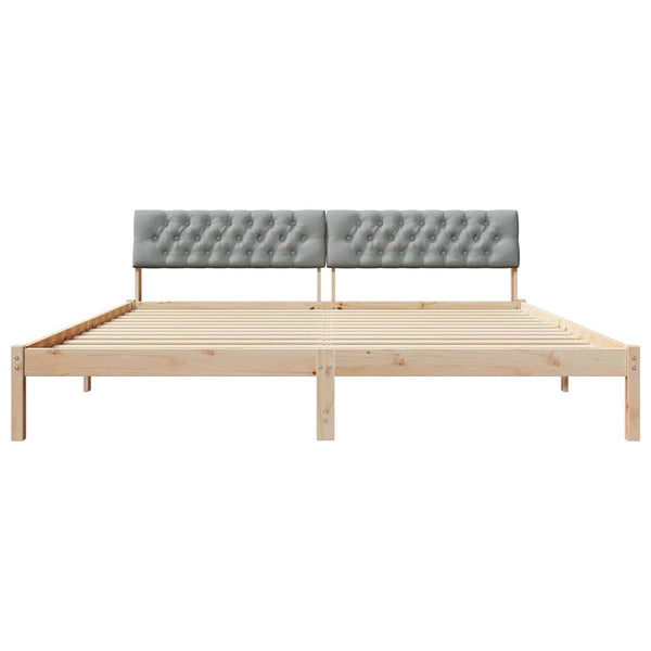 Bettgestell 200x200 cm Kiefer Massivholz Braun/Hellgrau