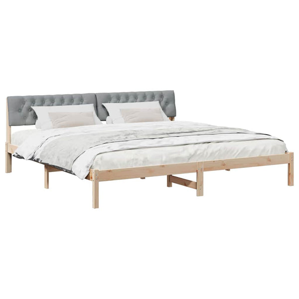 Bettgestell 200x200 cm Kiefer Massivholz Braun/Hellgrau