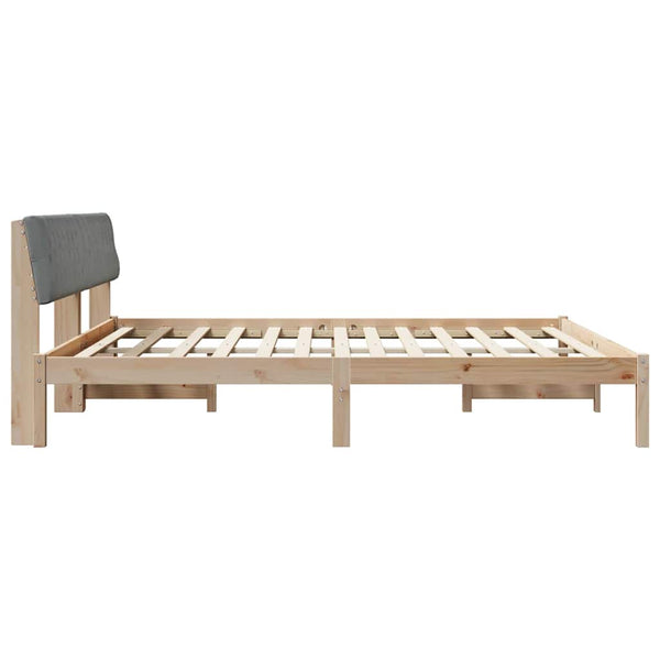 Bettgestell 200x200 cm Kiefer Massivholz Braun/Hellgrau