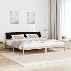 Bettgestell 200x200 cm Kiefer Massivholz Braun/Schwarz