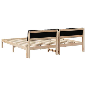 Bettgestell 200x200 cm Kiefer Massivholz Braun/Schwarz