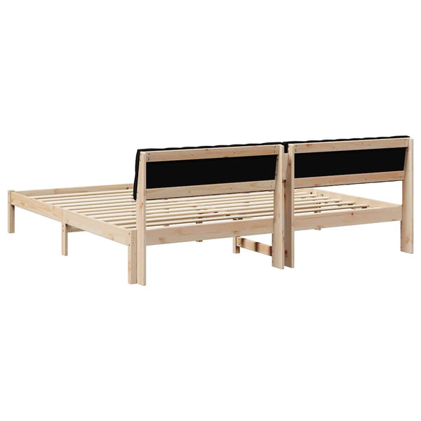Bettgestell 200x200 cm Kiefer Massivholz Braun/Schwarz