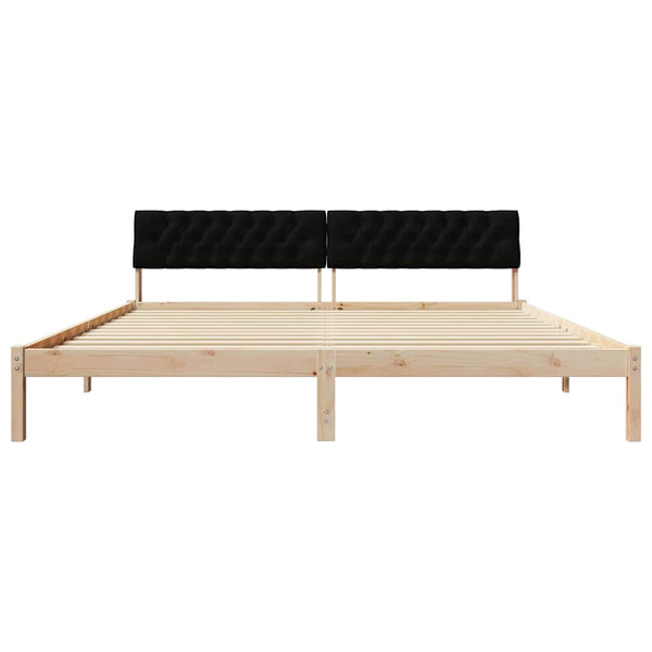 Bettgestell 200x200 cm Kiefer Massivholz Braun/Schwarz