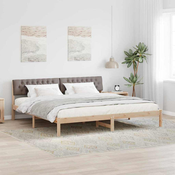 Bettgestell 200x200 cm Kiefer Massivholz Braun/Taupe