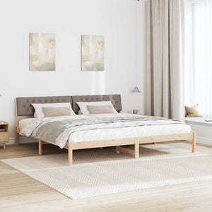 Bettgestell 200x200 cm Kiefer Massivholz Braun/Taupe