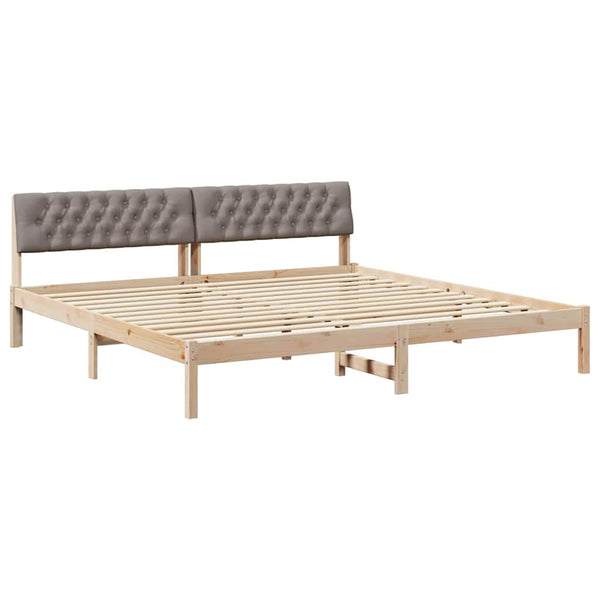 Bettgestell 200x200 cm Kiefer Massivholz Braun/Taupe