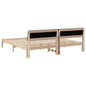 Bettgestell 200x200 cm Kiefer Massivholz Braun/Taupe