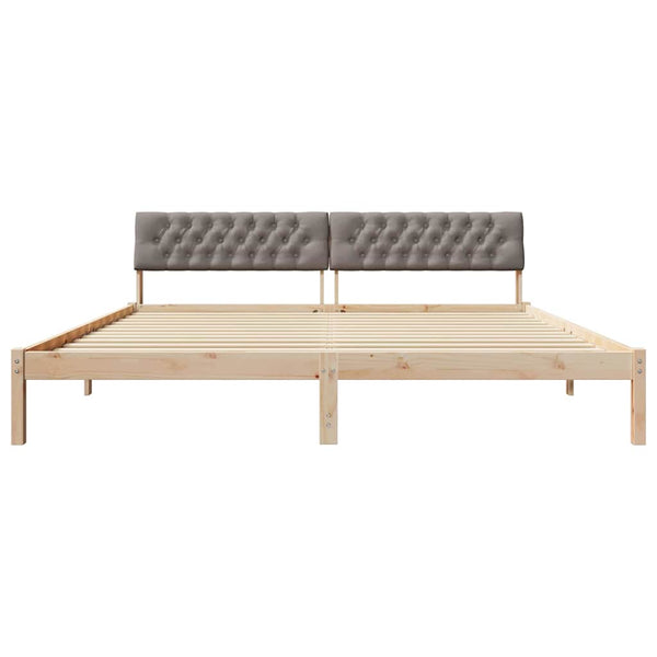 Bettgestell 200x200 cm Kiefer Massivholz Braun/Taupe