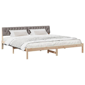 Bettgestell 200x200 cm Kiefer Massivholz Braun/Taupe