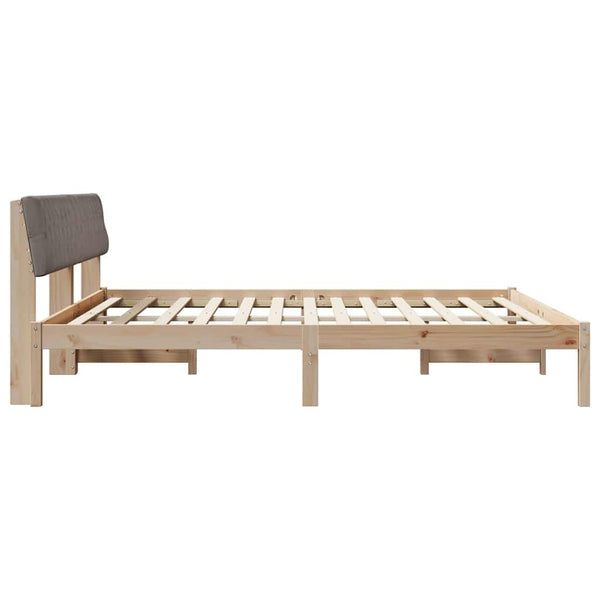 Bettgestell 200x200 cm Kiefer Massivholz Braun/Taupe