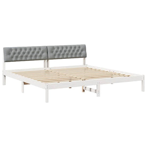 Bettgestell 200x200 cm Kiefer Massivholz Weiß/Hellgrau