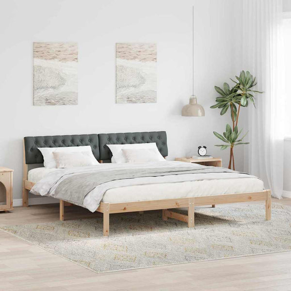 Bettgestell 180x200 cm Kiefer Massivholz Braun/Dunkelgrau