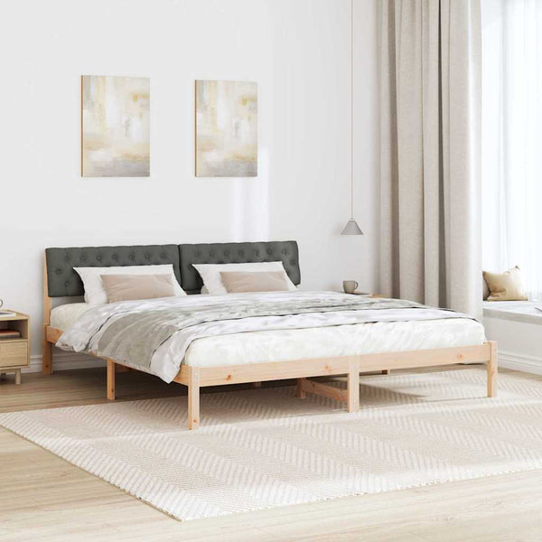 Bettgestell 180x200 cm Kiefer Massivholz Braun/Dunkelgrau