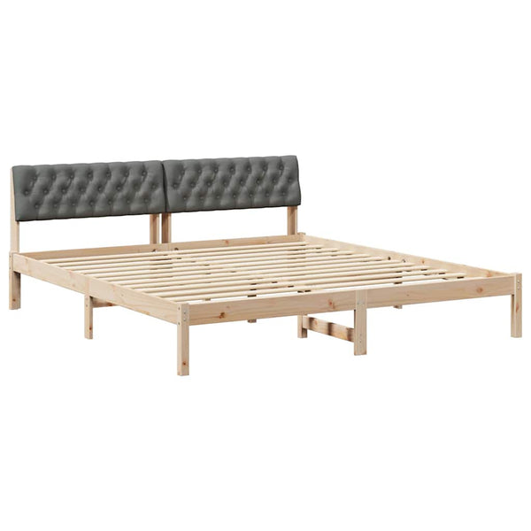 Bettgestell 180x200 cm Kiefer Massivholz Braun/Dunkelgrau