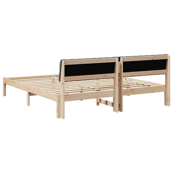Bettgestell 180x200 cm Kiefer Massivholz Braun/Dunkelgrau