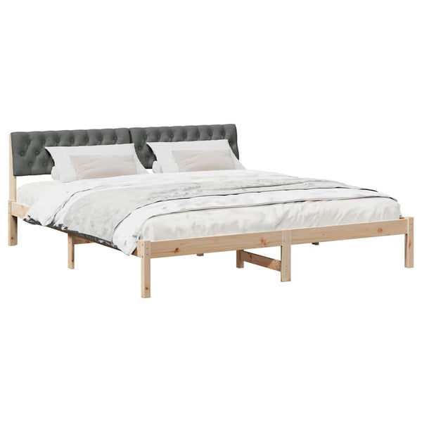 Bettgestell 180x200 cm Kiefer Massivholz Braun/Dunkelgrau