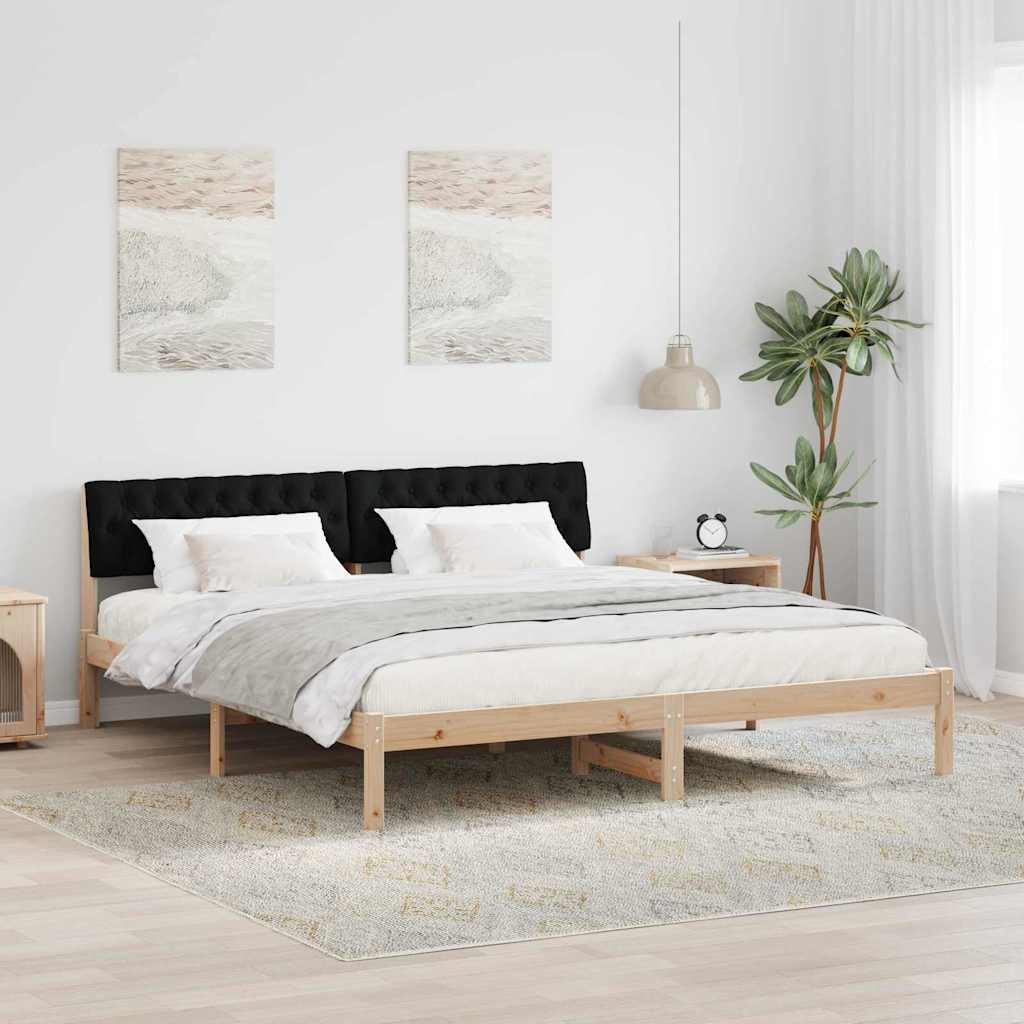Bettgestell 180x200 cm Kiefer Massivholz Braun/Schwarz