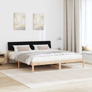 Bettgestell 180x200 cm Kiefer Massivholz Braun/Schwarz