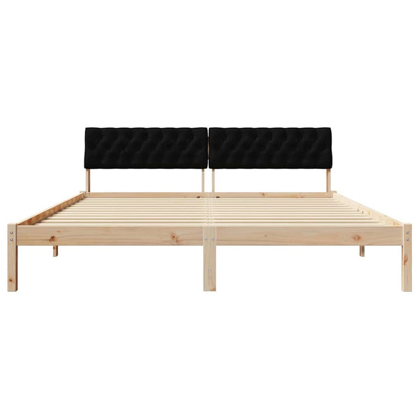 Bettgestell 180x200 cm Kiefer Massivholz Braun/Schwarz