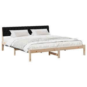 Bettgestell 180x200 cm Kiefer Massivholz Braun/Schwarz