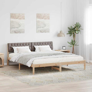 Bettgestell 180x200 cm Kiefer Massivholz Braun/Taupe