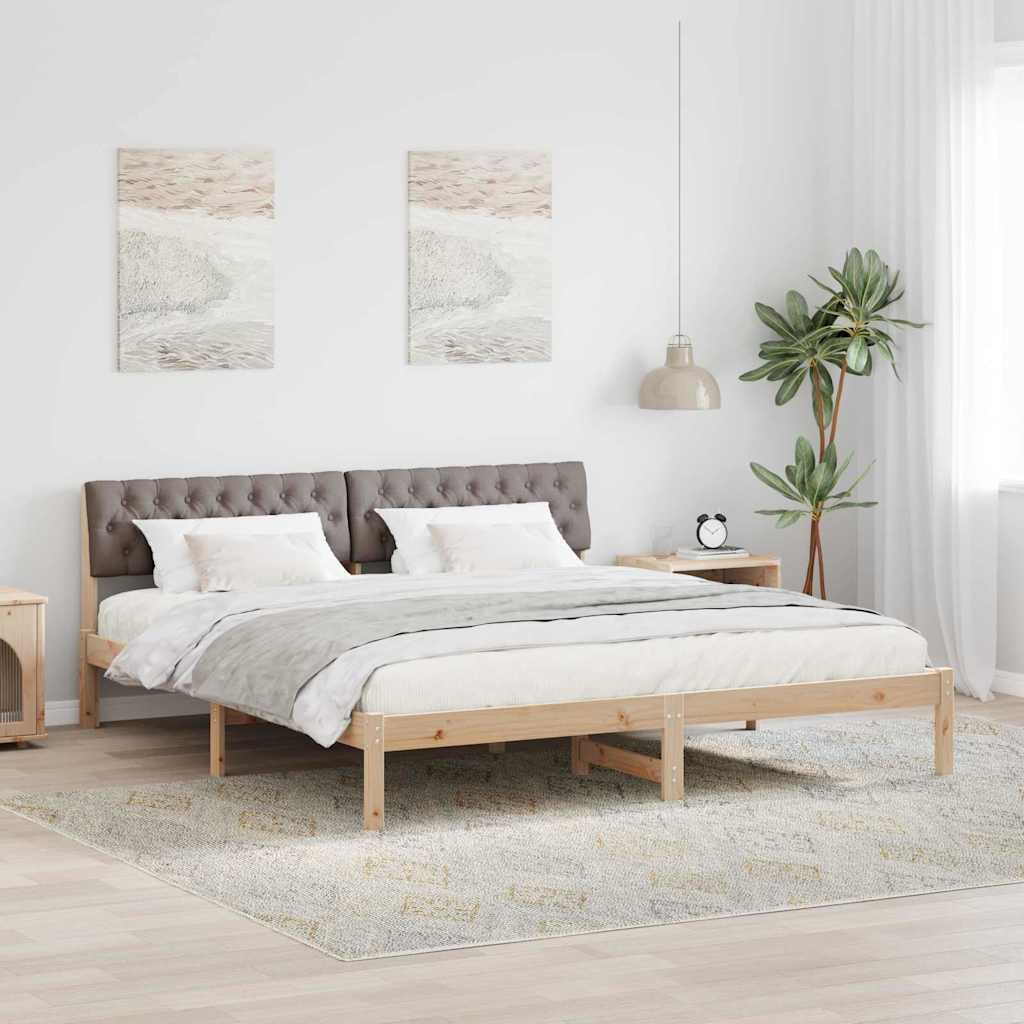 Bettgestell 180x200 cm Kiefer Massivholz Braun/Taupe