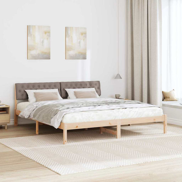 Bettgestell 180x200 cm Kiefer Massivholz Braun/Taupe