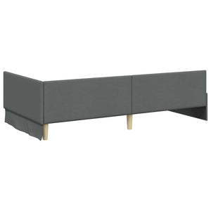 Eckbettgestell mit Matratze Grau Stoff