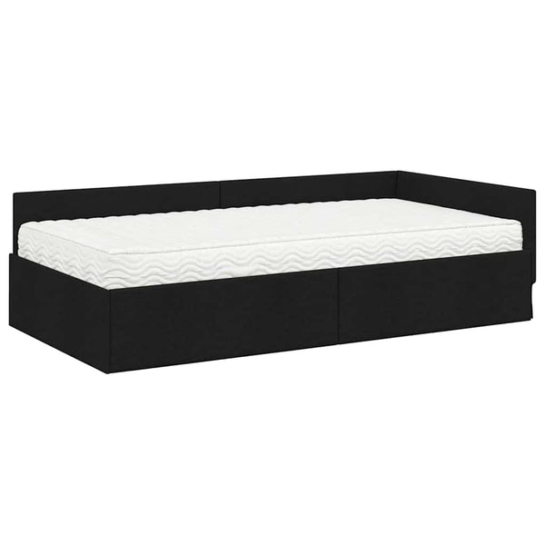 Eckbett mit Matratze Schwarz Stoff