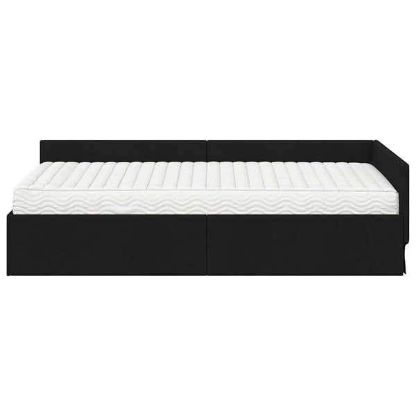 Eckbett mit Matratze Schwarz Stoff