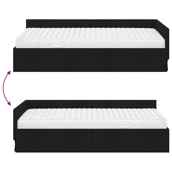 Eckbett mit Matratze Schwarz Stoff