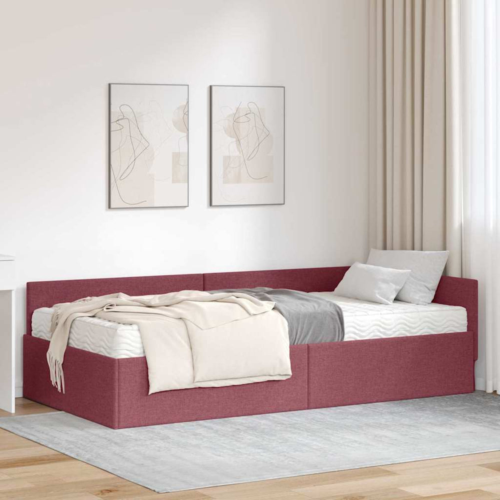 Eckbett mit Matratze Rot Stoff