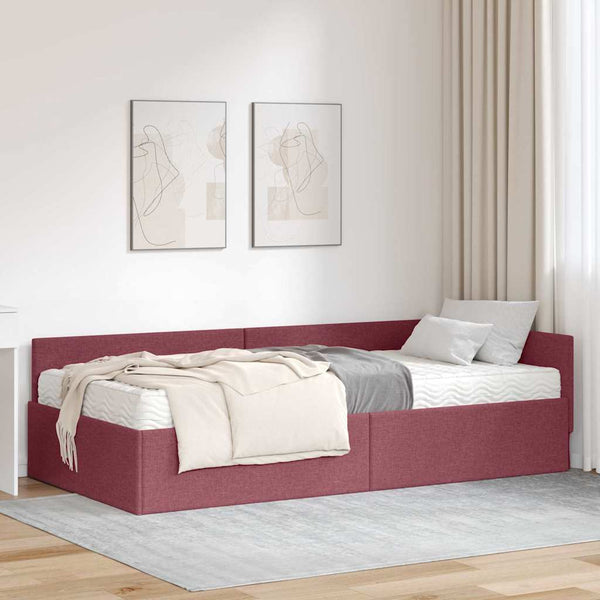 Eckbett mit Matratze Rot Stoff