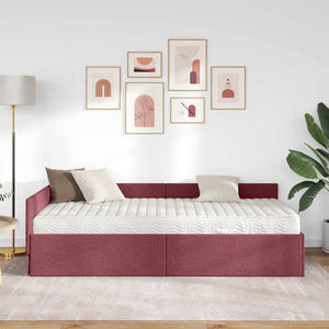 Eckbett mit Matratze Rot Stoff