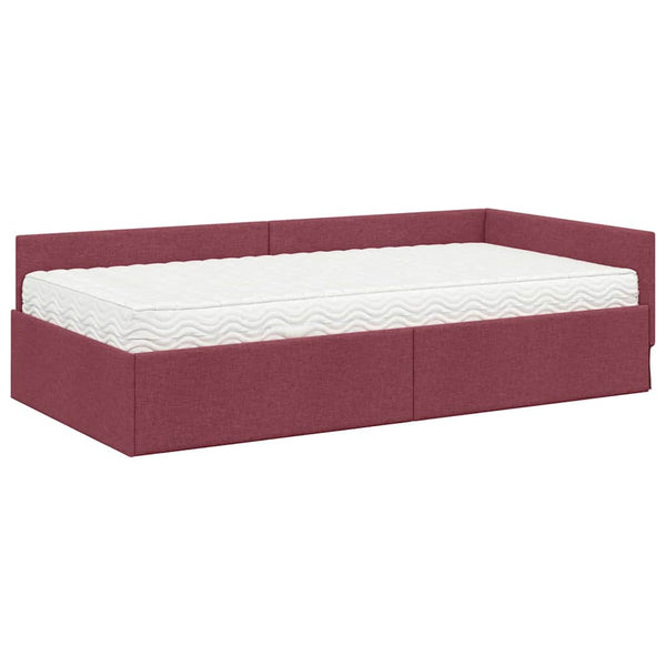 Eckbett mit Matratze Rot Stoff