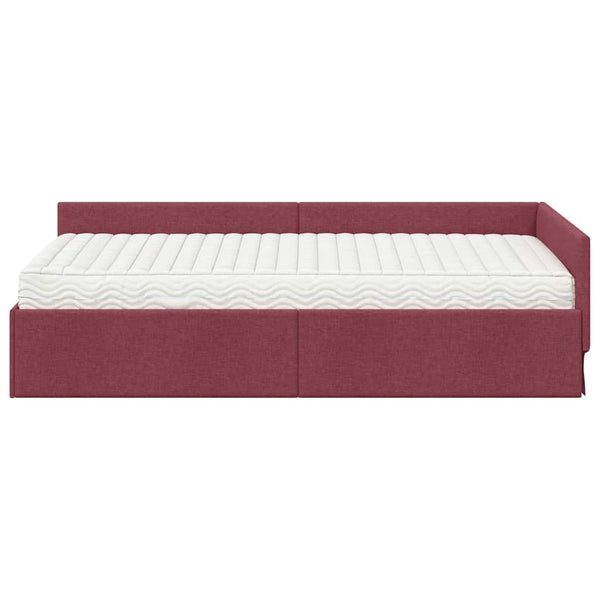 Eckbett mit Matratze Rot Stoff