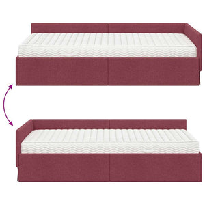 Eckbett mit Matratze Rot Stoff