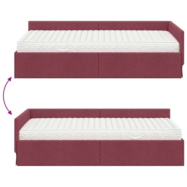 Eckbett mit Matratze Rot Stoff