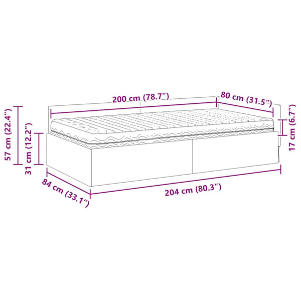 Eckbett mit Matratze Rot Stoff