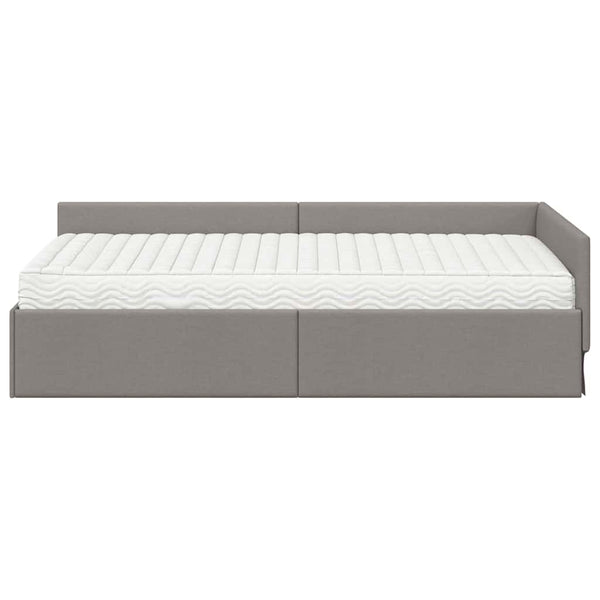 Eckbett mit Matratze Taupe Stoff