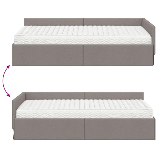 Eckbett mit Matratze Taupe Stoff