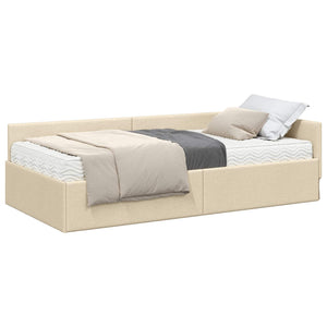 Eckbett mit Matratze Creme Stoff