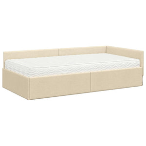 Eckbett mit Matratze Creme Stoff