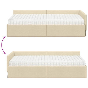 Eckbett mit Matratze Creme Stoff